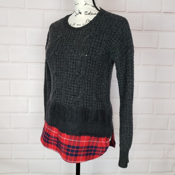 Madewell Merino Wool Sweater With Plaid Size S - Picture 3 of 7